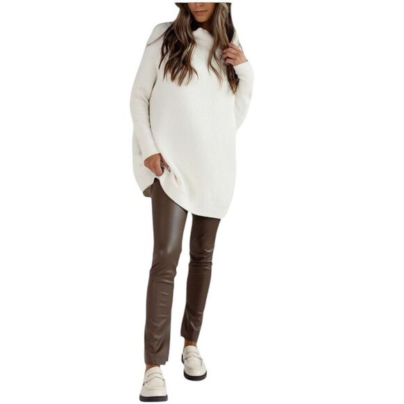 Blank NYC Pants Womens 29 Brown Faux Leather Skinny Ankle Slit Chocolate Pull On - Picture 14 of 14